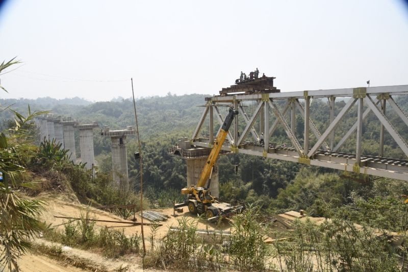 A railway line construction in progress. The Northeast Frontier Railway is currently undertaking various state capitals and International connectivity new line projects under its jurisdiction, an official release informs on June 16. (Photo Courtesy: NFR CPRO)